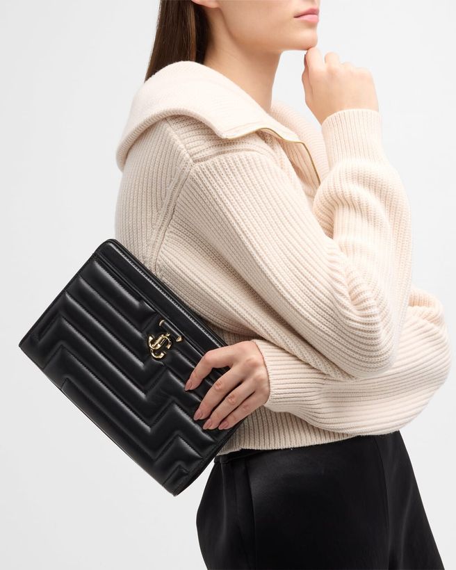 Avenue Quilted Leather Pouch Clutch Bag_4