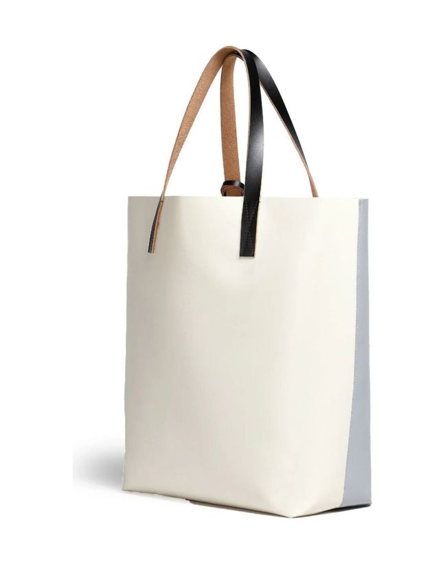 Tribeca Shopping Bag In Silver And Beige_2