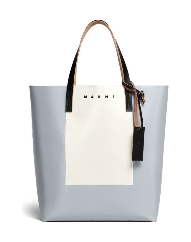 Tribeca Shopping Bag In Silver And Beige_1