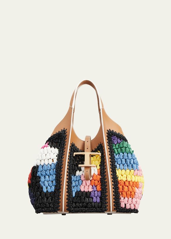 Mini Rainbow Crochet Shopping Tote Bag_1