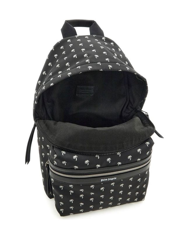 Black Backpack With All-over Mini Palms_4