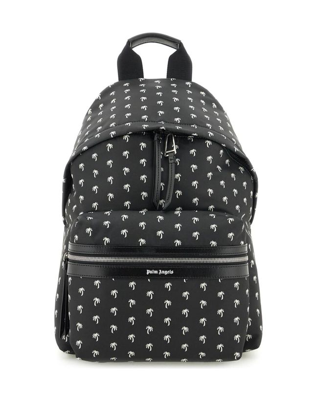 Black Backpack With All-over Mini Palms