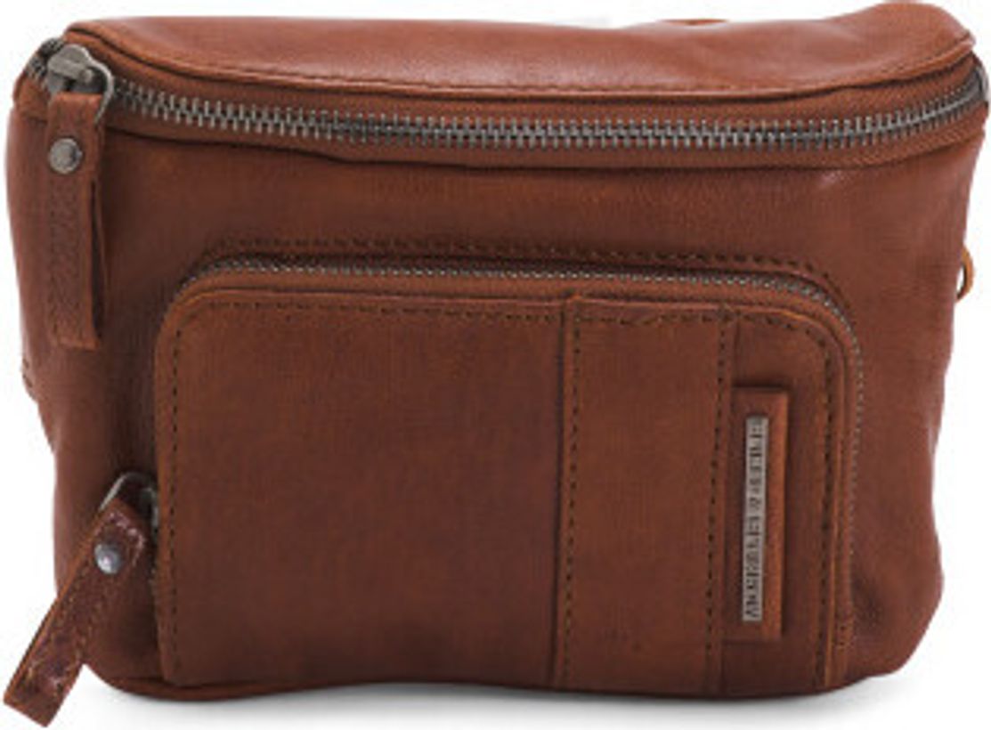 Leather Brandy Belt Bag With Zip Front Compartment For Women_4