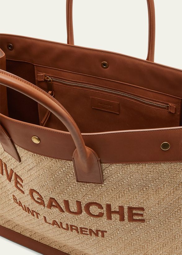 Rive Gauche Tote Bag in Raffia and Leather_4