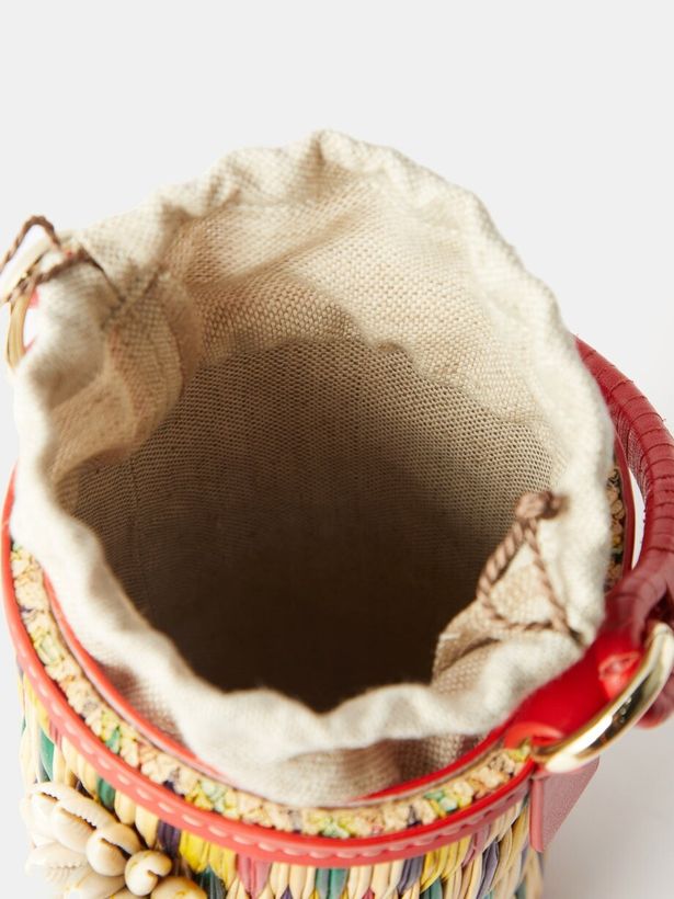 Cupid mini shell-embellished rattan bucket bag_6