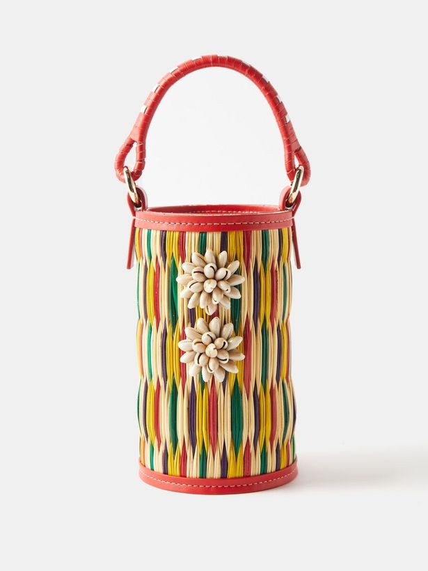 Cupid mini shell-embellished rattan bucket bag_1