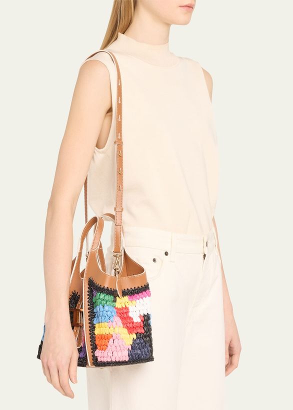 Mini Rainbow Crochet Shopping Tote Bag_3