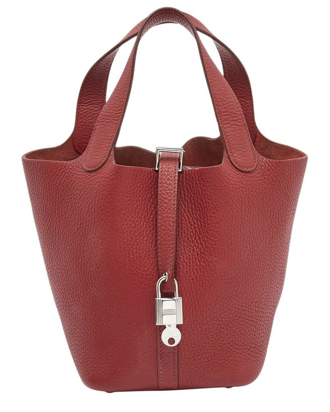 Red Garance Leather Picotin Lock Bag (Authentic Pre-Owned)