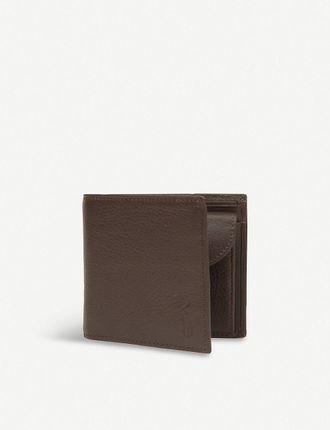 Pebbled coin-pocket leather wallet