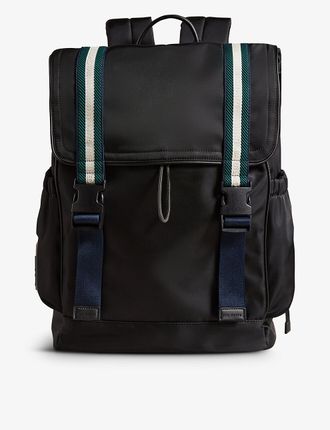 Matew striped-panel woven backpack