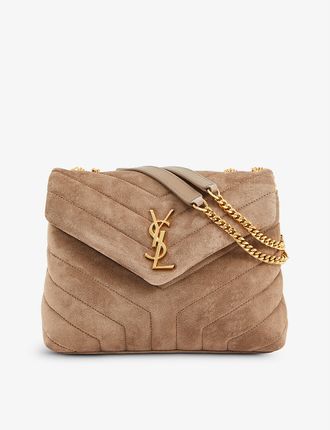 Loulou Puffer small suede shoulder bag