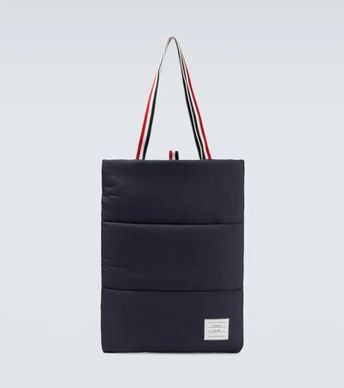 Leather-trimmed Tote In Navy