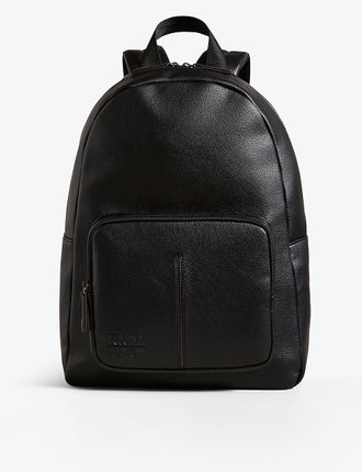 Joss logo-embossed faux-leather backpack