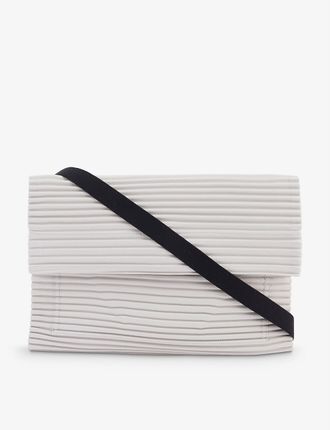 Pleated knitted cross-body bag