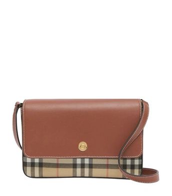 Leather Vintage Check Cross-body Bag In Brown