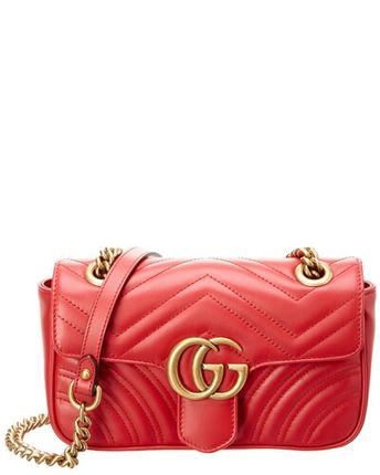 Gg Marmont Mini Matelasse Leather Shoulder Bag In Red