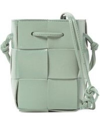 Women's Green Mini Intreccio Leather Bucket Bag