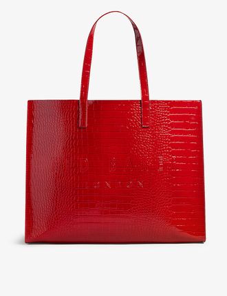 Croc-detail Icon leather tote bag
