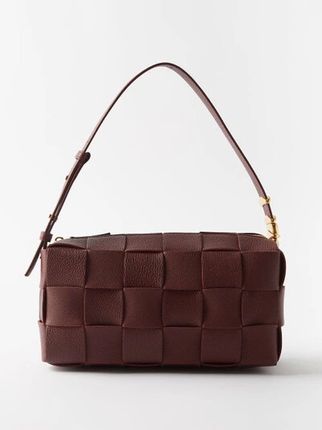 Brick Cassette Intrecciato-leather Shoulder Bag In Burgundy