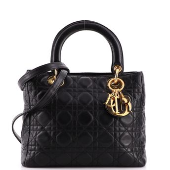 Pre-Owned Lady Dior Bag Cannage Quilt Lambskin Medium