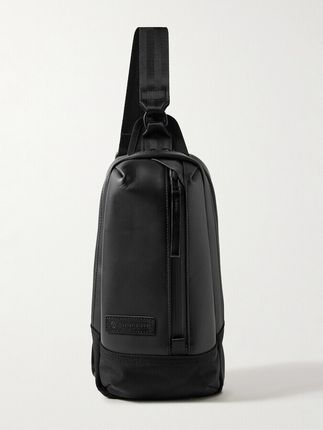 Slick Logo-Appliquéd Leather and CORDURA® Barastec Nylon Sling Backpack