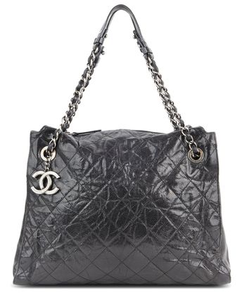 Black Caviar Leather CC Charm Glazed Tote (Authentic Pre-Owned)