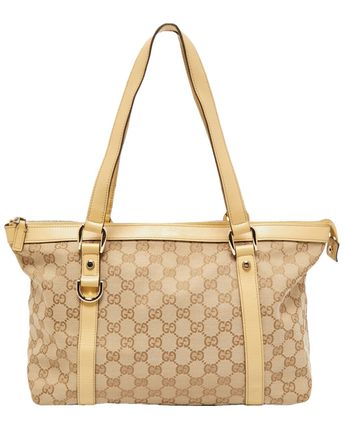 Cream & Beige Canvas & Leather Abbey Bag (Authentic Pre-Owned)