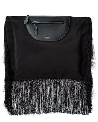 Olympia Fringe Canvas & Leather Clutch