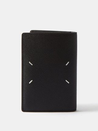 Four Stitch grained leather passport cover