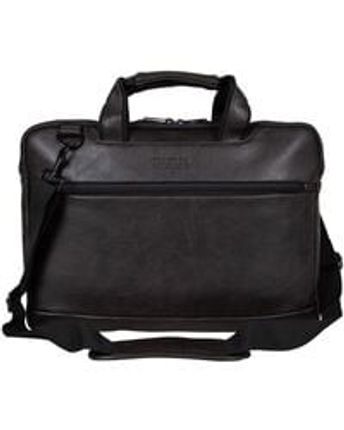 Women's Brown Protec Pebbled Vegan Leather Slim 16" Laptop & Tablet Top Zip Business Briefcase Travel Bag