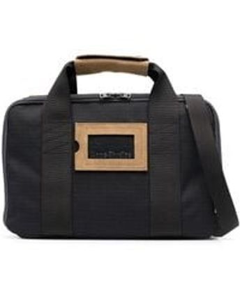 Women's Black Tag-detail Ripstop Briefcase