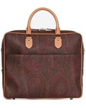 Women's Brown Paisley Pattern Zipped Briefcase