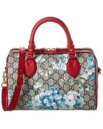 Women's Red GG Blooms Supreme Canvas & Leather Satchel