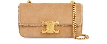 Chain shoulder bag triomphe in suede calfskin and shearling