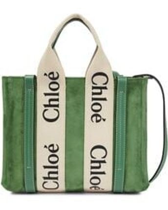 Women's Green Woody Small Suede Tote