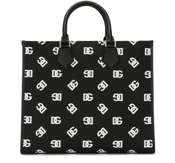Large canvas shopper with all-over DG logo