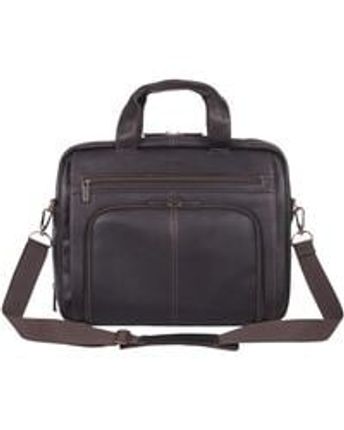 Women's Black Reaction Hattan Colombian Leather Expandable Rfid 15.6" Laptop Business Briefcase Bag