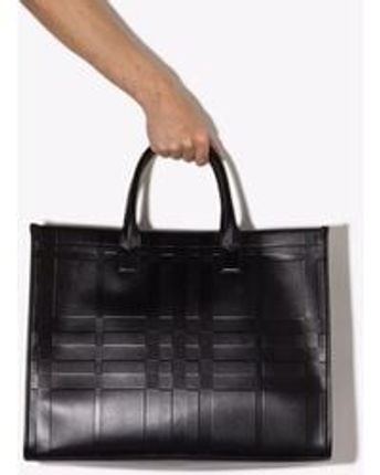 Men's Black Denny Embossed Leather Tote Bag