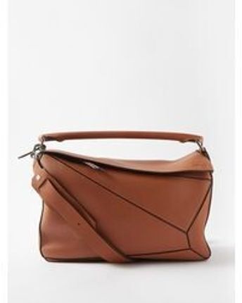 Men's Brown Puzzle Large Grained-leather Shoulder Bag