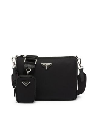 Shoulder Bag In Re-nylon And Saffiano In Black