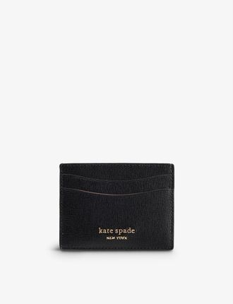 Branded textured leather cardholder