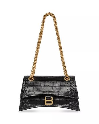 Crush Small Croc Embossed Leather Shoulder Bag