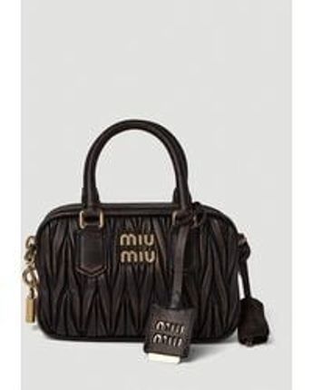 Women's Black Matelasse Top Handle Mini Handbag