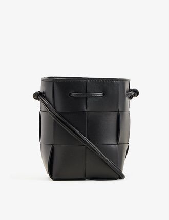 Mini Cassette leather bucket bag