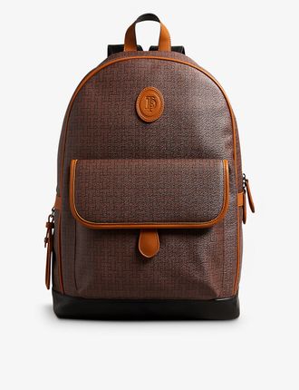 Trayton T monogram-print faux-leather backpack