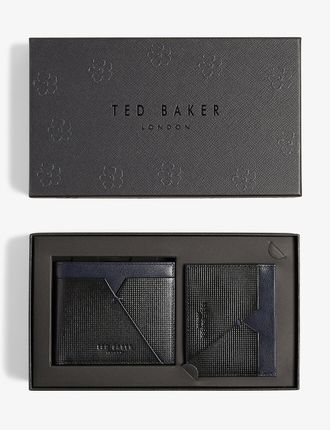 Stevset croc-embossed leather wallet and cardholder set