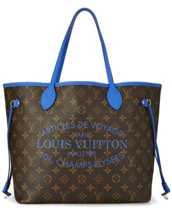 Pre-Owned Blue Ikat Flower Monogram Canvas Neverfull MM (Authentic Pre-
Owned)
