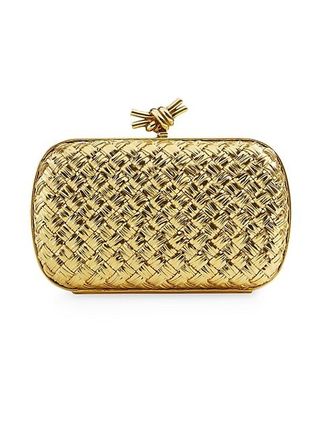 Knot Metallic Leather Clutch