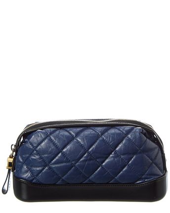 Pre-Owned Blue Quilted Aged Calfskin Gabrielle Classic Pouch (Authentic Pre- Owned)
