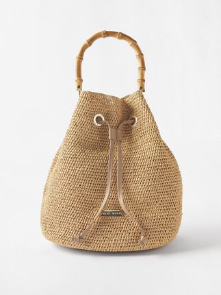 Savannah bamboo-handle raffia bucket bag